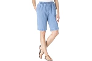 Woman Within Women's Plus Size 7-Day Elastic-Waist Cotton Denim Short
