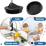 Tomario 2 Pack Silicone Sink Bath Plug 44mm with Stainless Chain Black 2x view 6