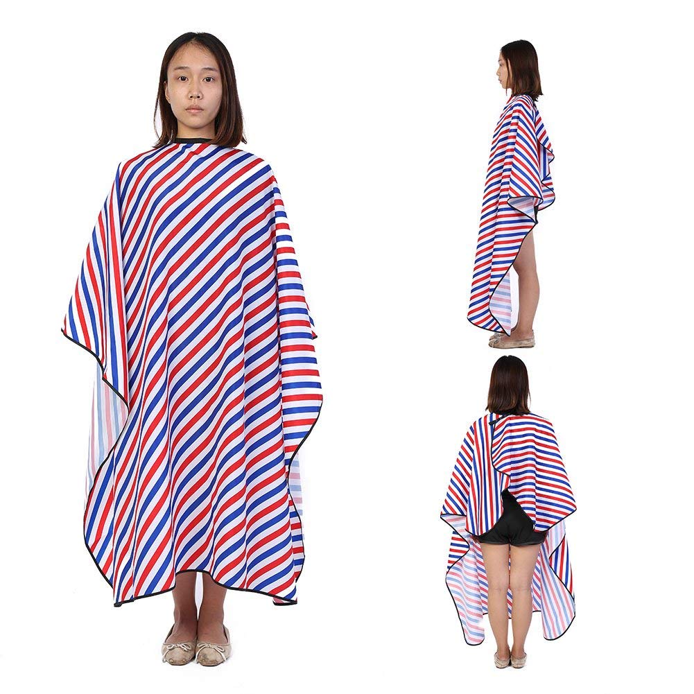 Waterproof Hairdressing Haircut Cape Barber Cape Haircut Oilproof Red + White + Blue Salon Adults For Children(Red, white and blue pinstripes) Barber Cape