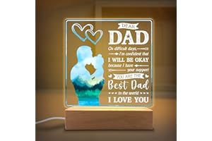 KITCHENVOY You are Best Dad in The World Acrylic Night Light Gifts for Daddy on Fathers Day, Christmas, Birthday from Son, Daughter