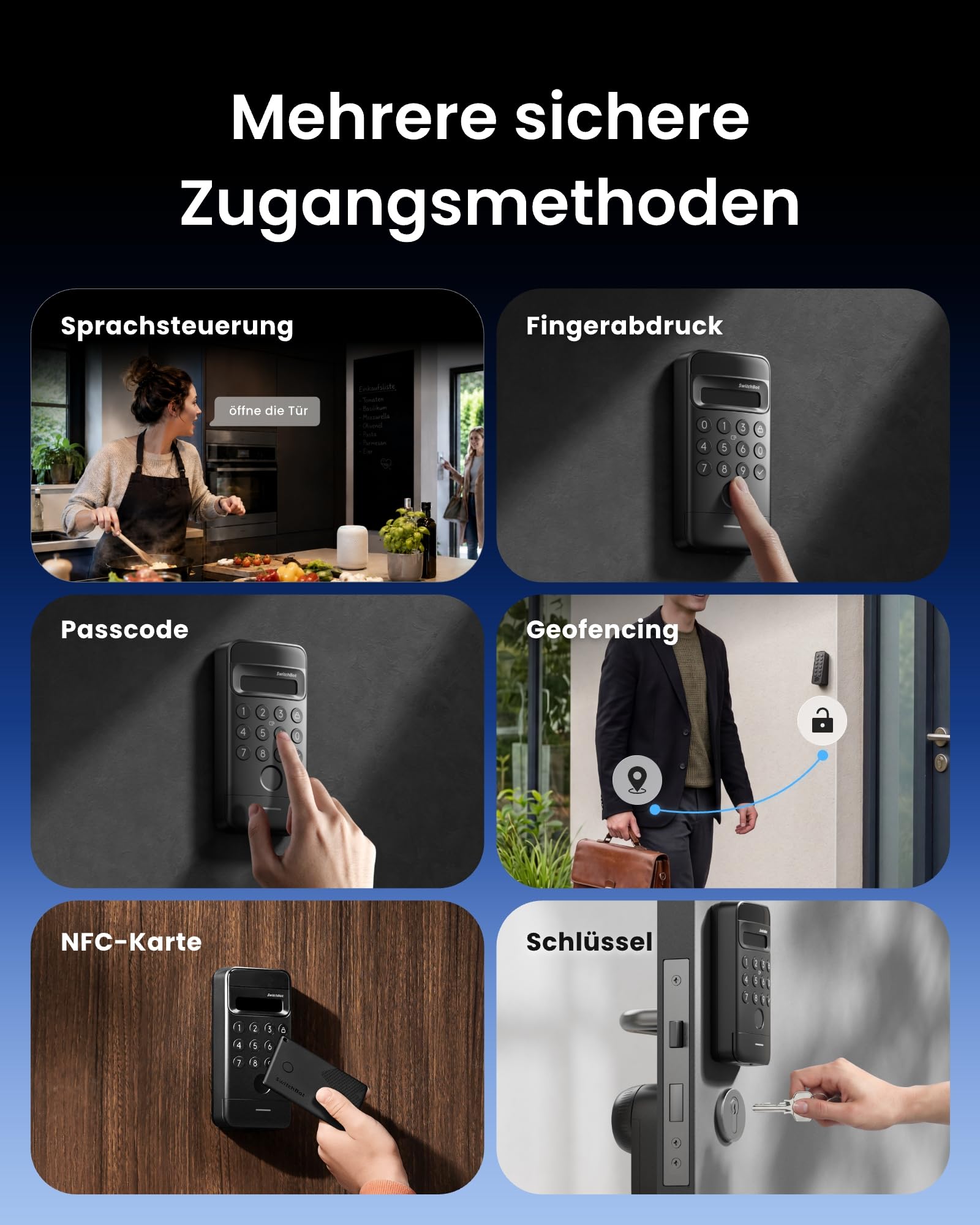 SwitchBot Smart Lock Ultra mit 3D-Gesichtserkennung&Fingerabdruck für Haustür – Elektronisches Türschloss zum Nachrüsten ohne Zylindertausch, Türöffner per Gesicht/Fingerprint/Code/Alexa WLAN/Matter 4