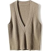 Blostirno Women's Sweater Vest V Neck Knit Pullover Vests Trendy Solid Knitwear Sleeveless Sweaters Tops