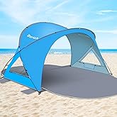 Gorich Beach Tent Sun Shelter with UPF50+ UV Protection for 1-2/3/4-5/6-7 Person, Lightweight & Portable Beach Shade Canopy with 2 Zippered Doors, Easy Setup Family Beach Umbrella