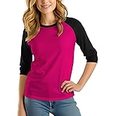 Decrum Baseball Shirt Women - Casual Fashion 3/4 Length Sleeve Womens Raglan Tops