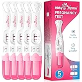 Easy@Home Pregnancy Test Sticks: 5 Count - Reliable and Early Detection Pregnancy Sticks - Precise Results in Minutes - Easy to Use at Home Urine Pregnancy Tests with Curved Handle