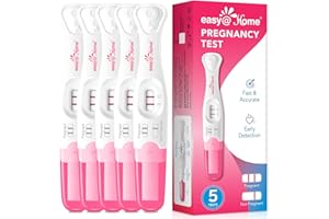 Easy@Home Pregnancy Test Sticks: Early Detection - Great Sensitivity & Rapid Result - Pregnancy Tests with Curved Handle | 5 
