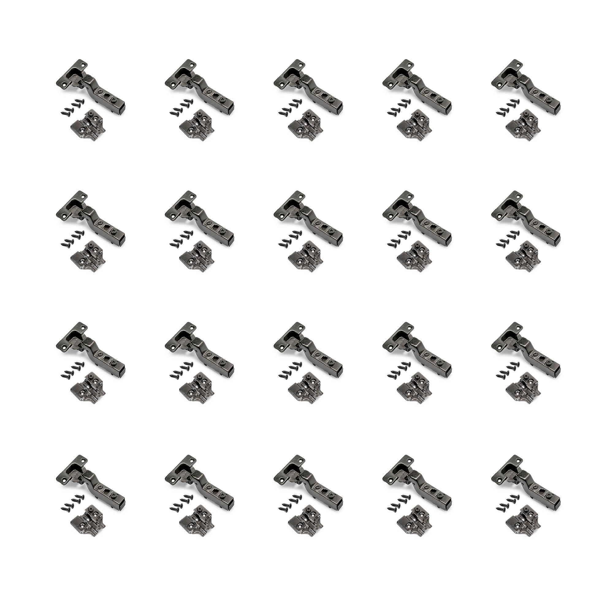 Emuca - Kit of 20 Inset Overlay Hinge X91 with Soft Close and Screw-on Plate, 105º Opening, Titanium, Steel — image 1