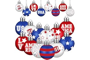 JellyArch 40 Pcs 4th of July Ball Ornaments for Tree Red White and Blue Decorations Patriotic Ball Ornaments Independence Day Hanging Ornaments for Holiday Party Gifts Home Decor, America