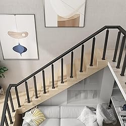 SDFVSDF 4-pcs Black Stairs Railing