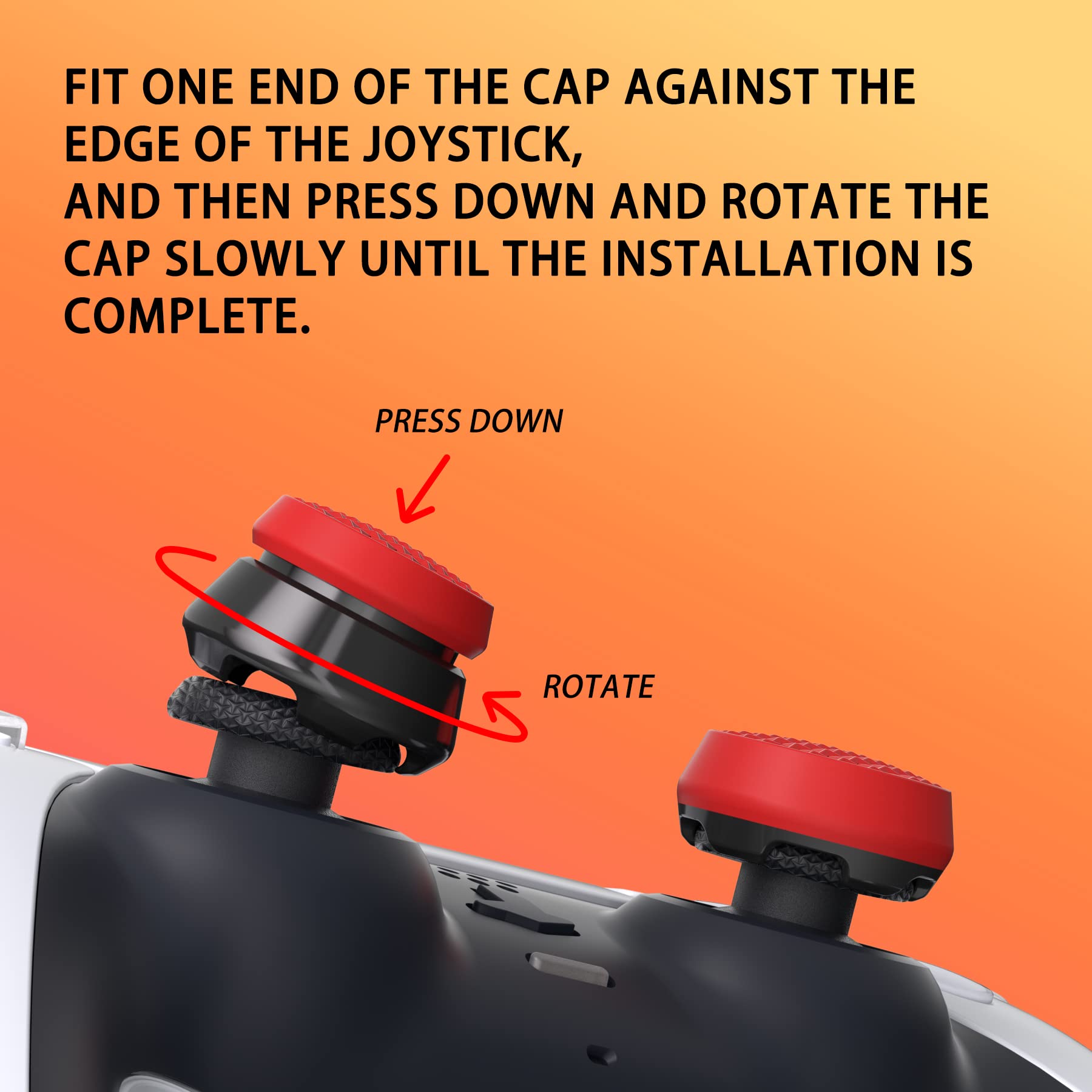 PlayVital Thumbs Pro ARMOR Thumbstick Extender for ps5 Controller, Joystick Caps Grip for ps5 Controller - 2 High Raise and 2 Mid Raise Dome - Scarlet Red & Black