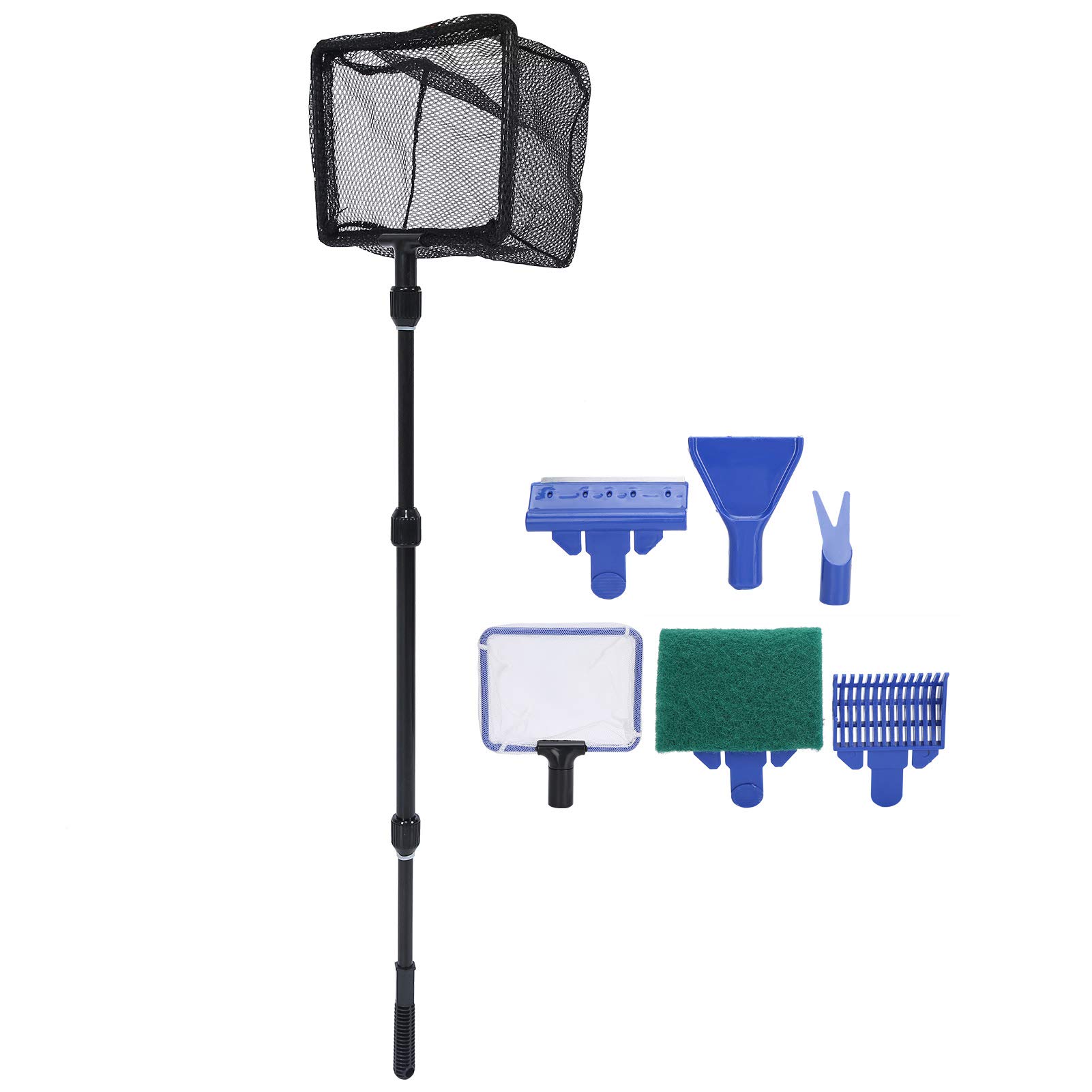 Aquarium Fish Tank Clean Set, 6 in 1 Aquarium Cleaning Kit for Fish Tank Long Handle Fish Tank Brush Functional Six Cleaning Tools for Aquarium Telescopic Cleaning (set)