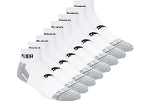 PUMA Mens 8 Pack Athletic Cushioned Quarter Crew SocksAthletic Socks