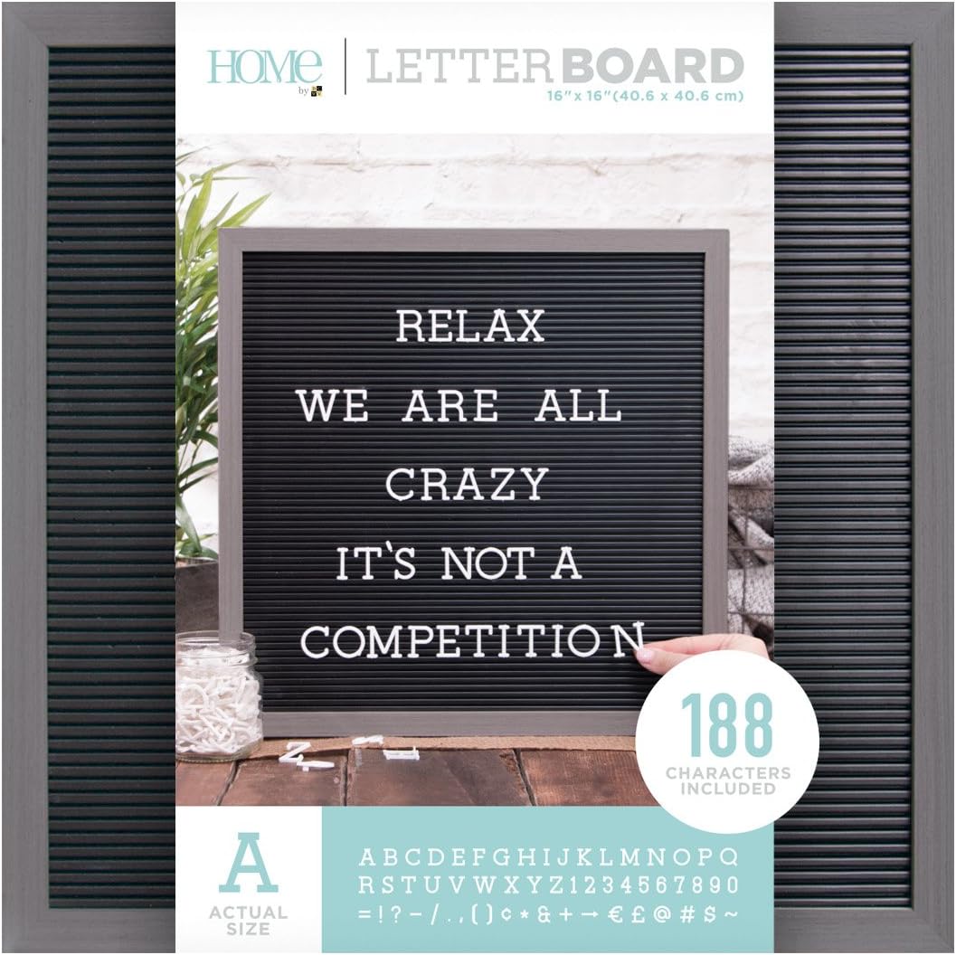 DCWVE Die Cuts with A View Board Letterboard-16 x 16-Gray and Black (189 pcs) LB-006-00013, 16 x 16