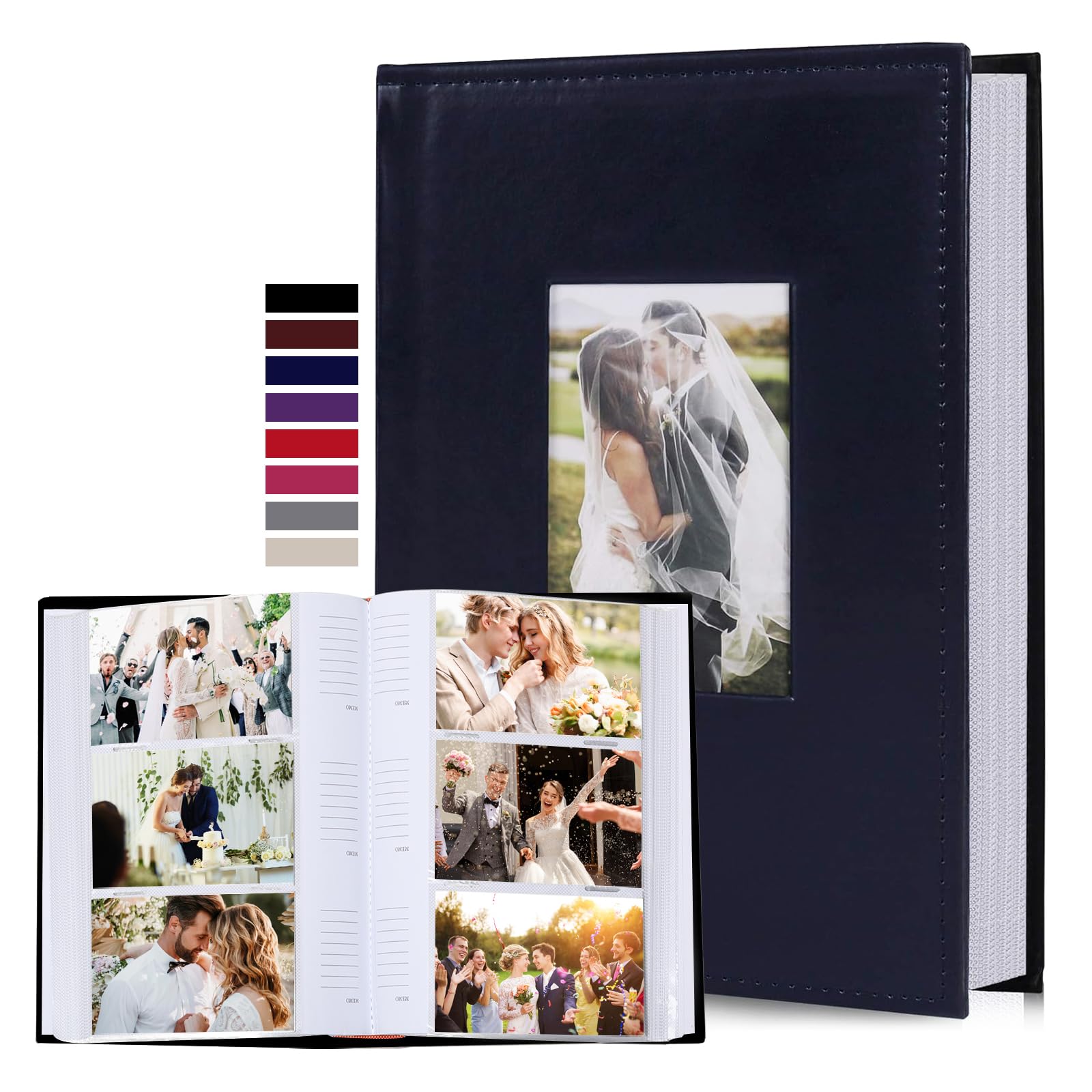 RECUTMS Photo Album 300 Pockets,4x6 Photo Book Paper Core Memo Insert Inside Page PU Leather Cover Picture Album Record Valentine's Day Christmas Holiday Commemorative Gift(Blue)