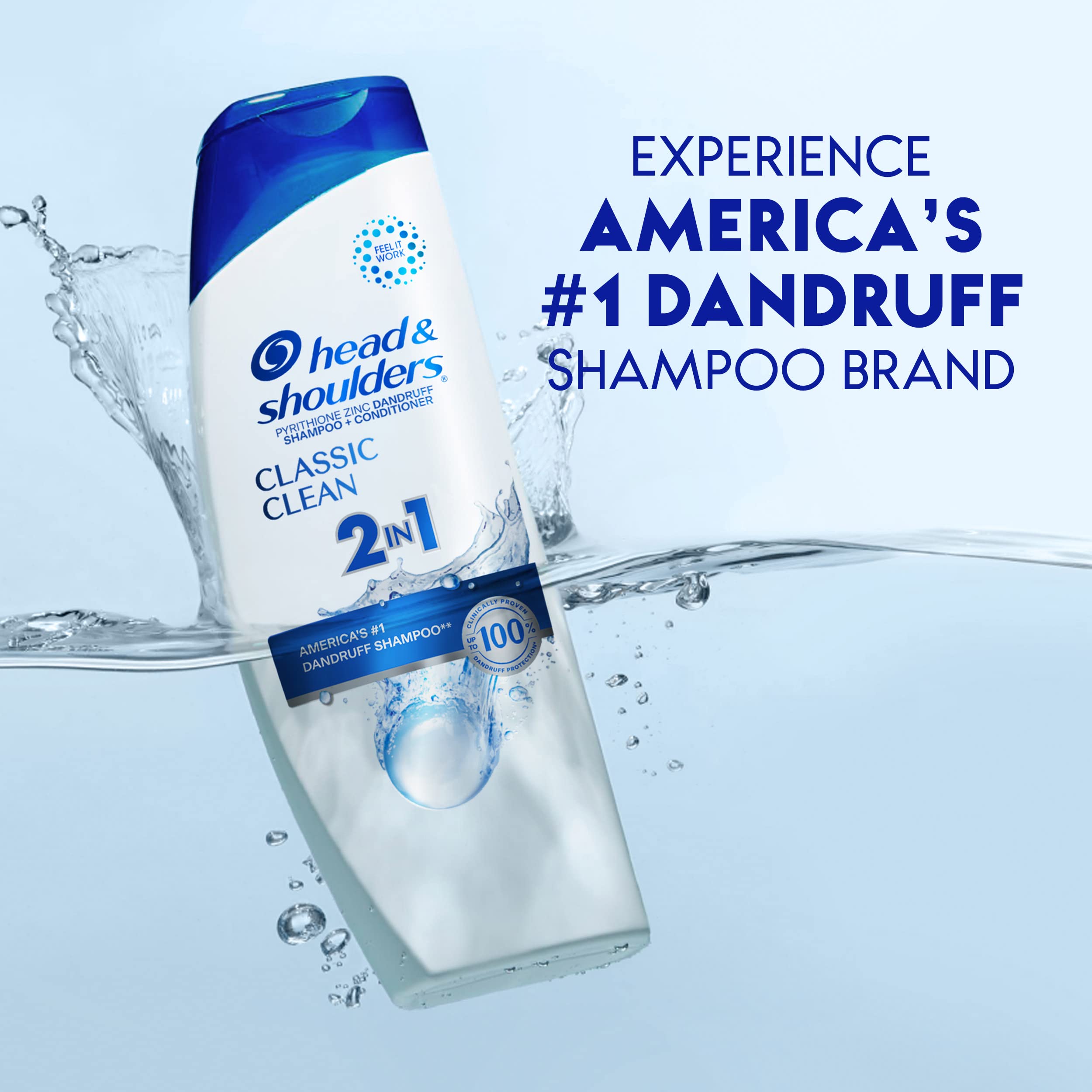 Head & Shoulders Anti-Dandruff Shampoo and Conditioner, Classic Clean 2-in-1, 1% Pyrithione Zinc, Flake Control, Deep Clean, Scalp Care, Fresh Scent, 8.45 fl oz