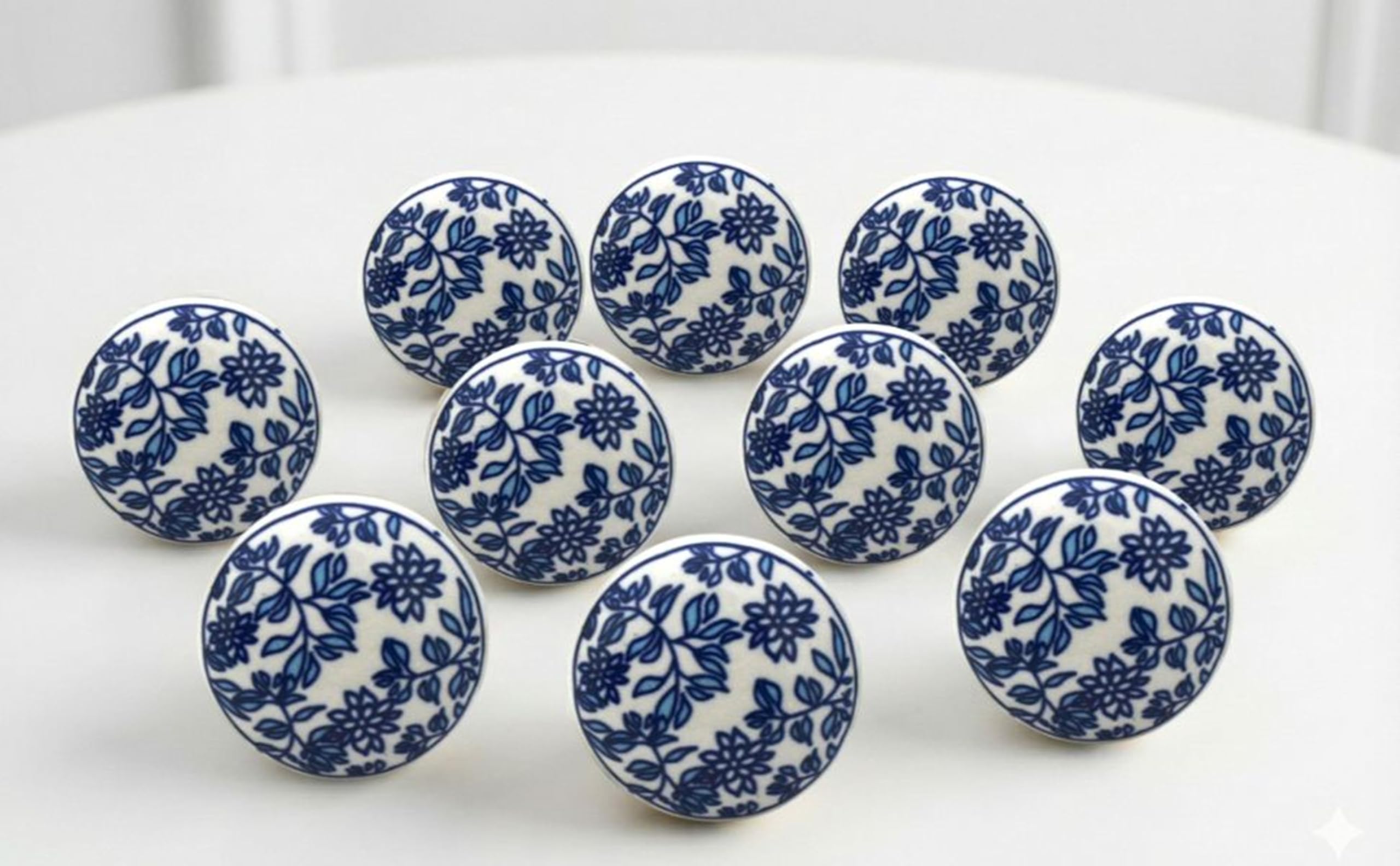 ARTISNO Ceramic Knobs Colorful Blue for Kitchen Cabinets Bathroom Cupboards Dresser Drawers Chest Handmade Pottery Set of 10 (Design b) — image 1