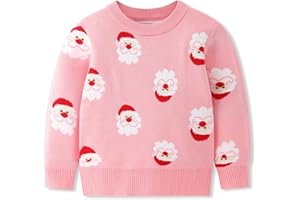 PERDECA Toddler Boy Girl Sweatshirt Christmas Kids Knit Sweatshirt Pullover Sweater elk Tops Warm Deer Tees 1-6T Red
