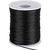1.5mm X 110 Yards Nylon Satin Cord Black Necklace String Wind Chime Cord Replacement for Bracelet Jewelry Making Macrame Waxed Trim Cord Multi-Use Silk Cord for Braided Beading, Lanyards, Craft