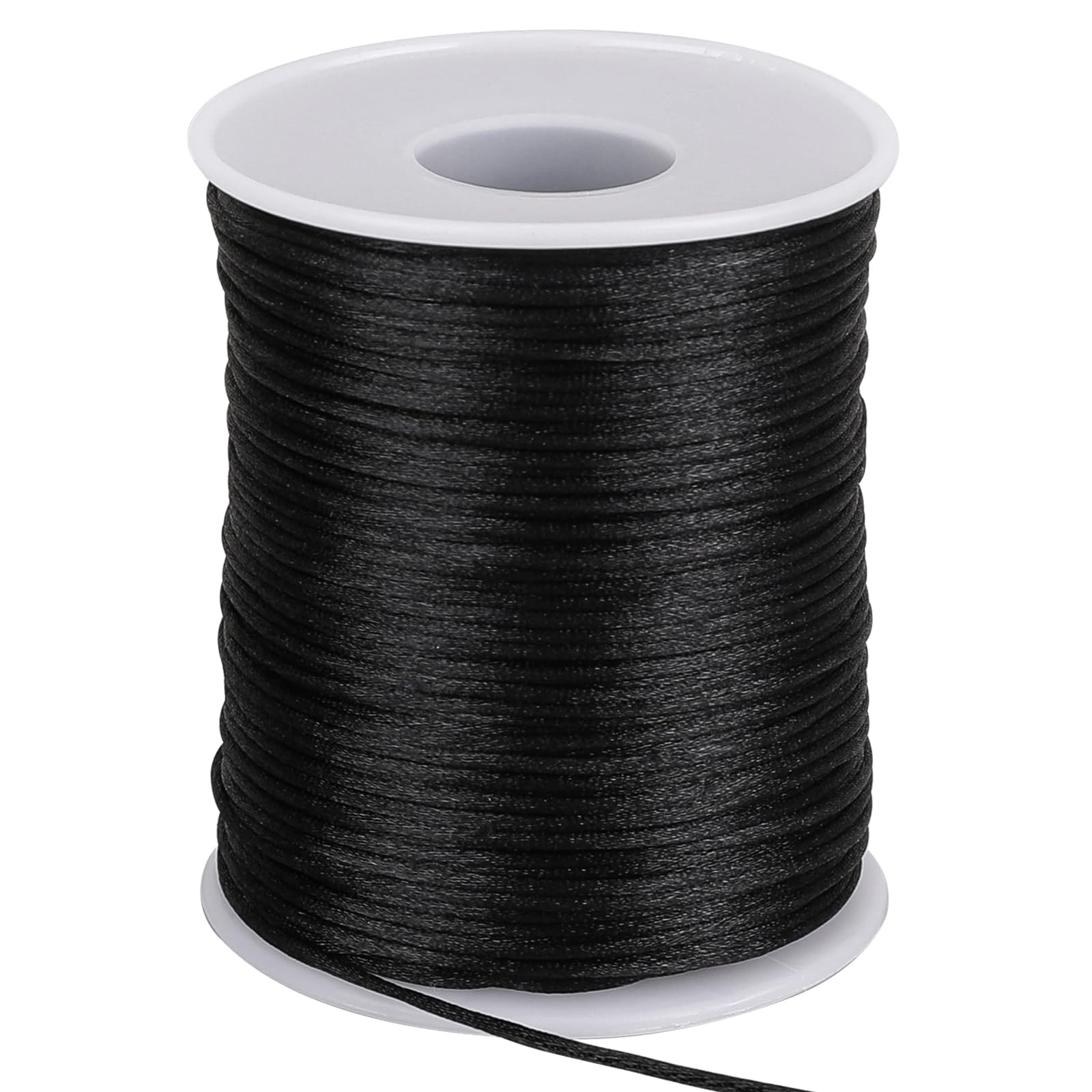 Photo 1 of 1.5mm X 110 Yards Nylon Satin Cord Black Necklace String Wind Chime Cord Replacement for Bracelet Jewelry Making Macrame Waxed Trim Cord Multi-Use Silk Cord for Braided Beading, Lanyards, Craft