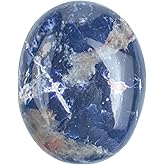 55-60mm Sodalite Palm Stone - Worry Stone Natural Chakra Healing Reiki Polished Stone Pocket Hand Carved Crystal and Healing Stone Crystal Grid Supplies Meditation, Spa & Therapy Energy Balancing