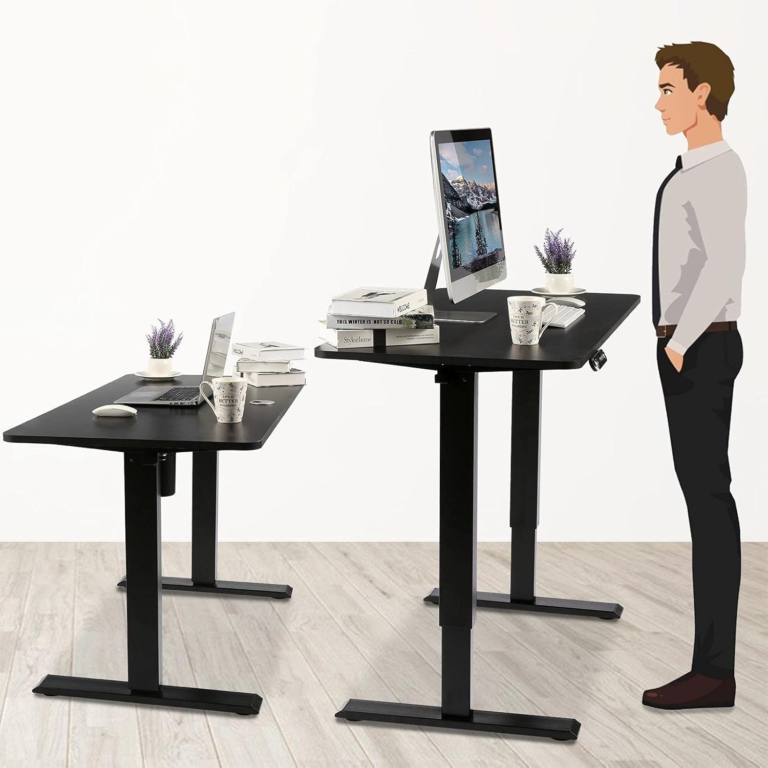 Stand Desk Electric Desk Adjustable Height Computer Desk,Farexon 48 x 24 Inches Sit Stand Home Office Table I Shaped Desk with Memory Preset Height: Kitchen & Dining