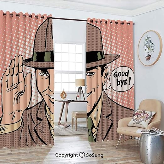 Amazon Com Blackout Window Curtains Pop Art Man Says Goodbye
