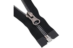 Leekayer 2pcs #5 24 Inch Separating Jacket Zipper Black Nickel 60cm Metal Zipper Heavy Duty Metal Zippers for Jackets Sewing Coats Crafts (24" Nickel)