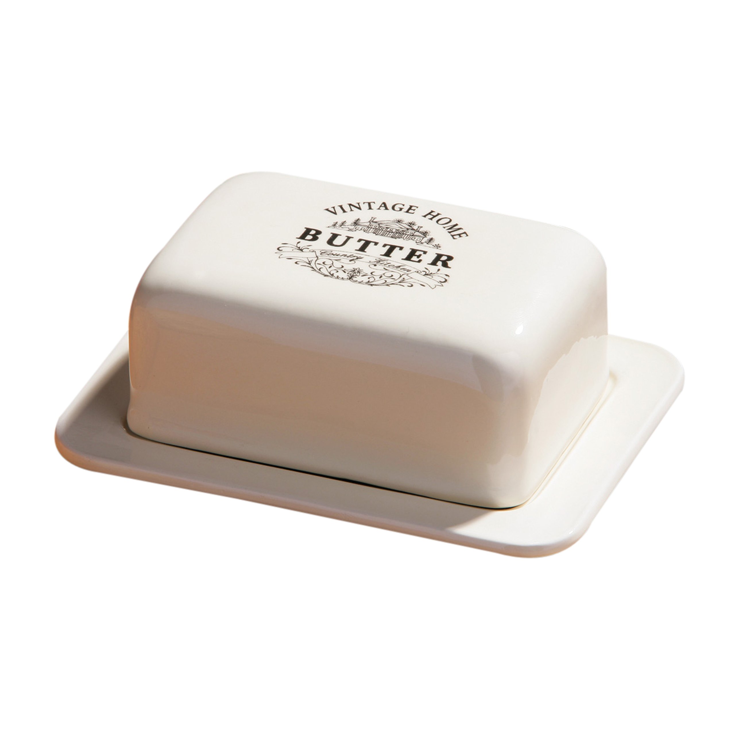 Premier Housewares Butter Dish With Lid Cream Ceramic Flutter Butter