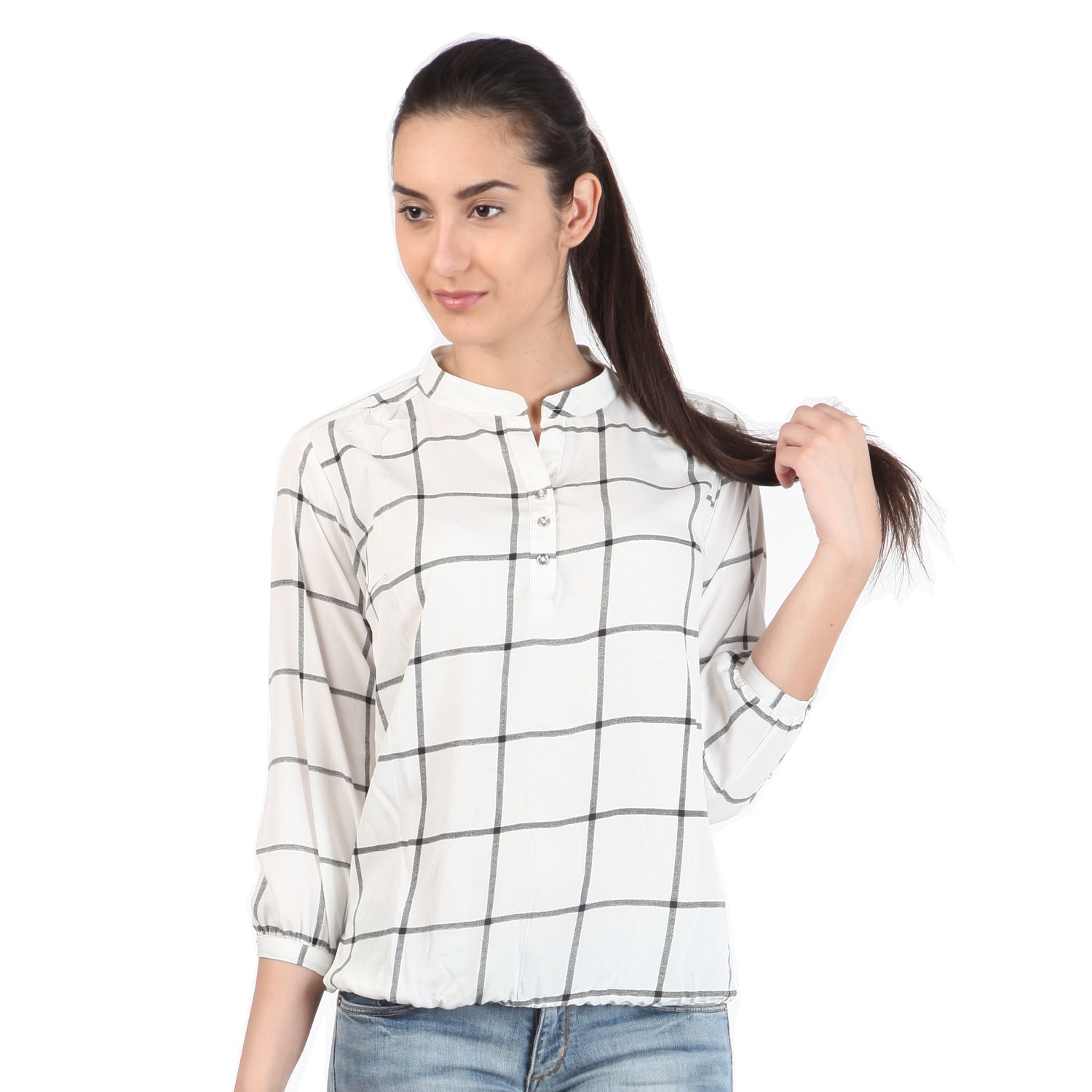mallory winston window pane women's balloon top