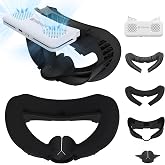 HiBloks Face Cover Pad with Cooling Fan for Meta Quest 3 Accessories | 2Pcs Face Cushion Cover with Fan Cooler for Oculus Quest 3, Replacement Facial Interface Relieve Lens Fogging (2 Speeds)