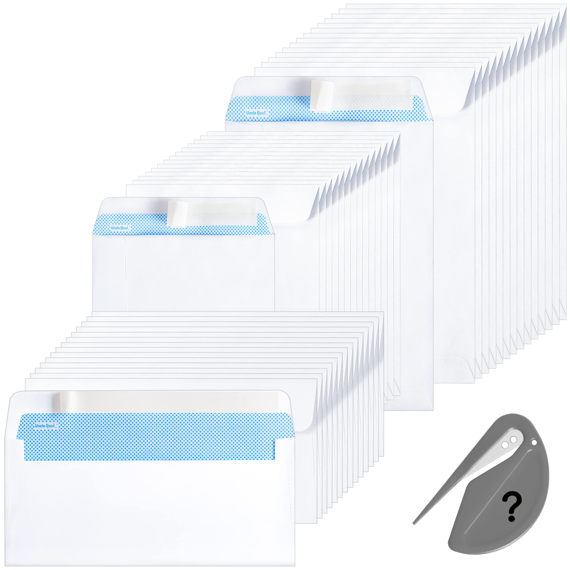 45 White Mailing Envelopes, 100 GSM Mixed Sized Self Seal Greeting Card Envelopes, Invitation Envelopes for Posting Mailing Home Office and Ecommerce(15 DL+15 C5+15 C4+1opener) — image 1
