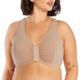 Leading Lady, Indy, Front-Closure Cotton Bra for Women, Wireless, Full Coverage, Lace Back, Non-Slip Straps, Unlined,36A-52H