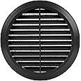 Vent Systems 5'' Inch - Black - Soffit Vent Cover - Round Air Vent Louver - Grill Cover - Built-in Insect Screen - HVAC Vents for Bathroom, Home Office, Kitchen