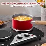 CUSIMAX Electric Hobs 2100W Double Infrared Hot Plate Black Glass view 5