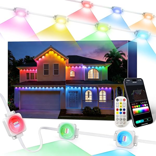 SUPER RGB PERMANENT OUTDOOR LIGHTS 150FT, SMART RGB+IC...