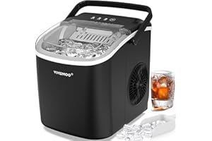 VIVIDMOO Countertop Ice Maker with Handle,26lbs/24H Bullet Ice Machine, 9 Ice Cubes Ready in 6 Mins,Self-Cleaning Sonic Ice M