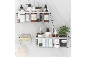 ODesign Shower Caddy Basket with Hooks Soap Dish Holder Shelf for Shampoo Conditioner Bathroom Storage Organizer SUS304 Stain