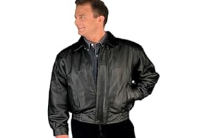 REED Men’s Luxury Leather Bomber Jacket – Genuine Leather American Style with Broad Shoulder Fit