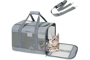 BELLA & PAL Cat Carrier Dog Carriers Airline Approved, Pet Carrier for Small Medium Dogs Cats Under 16Lbs, Collapsible Soft S
