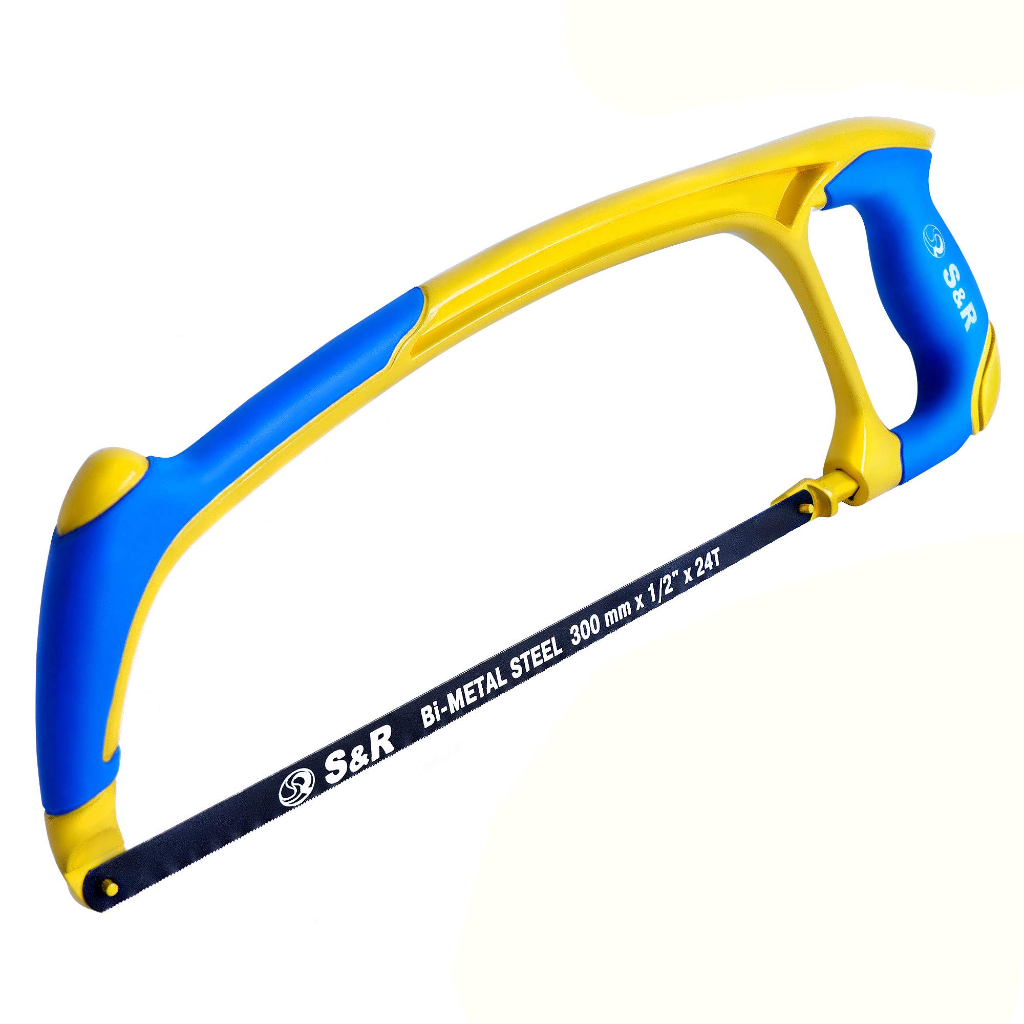 S&R Metal Hand Saw Bimetal Blade 300 mm With 45° Stop, Special Ergonomic Handle | Hand Bow Saw