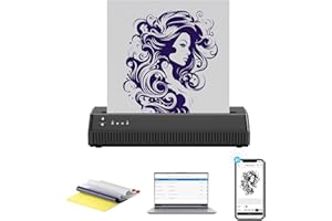 MOKOHOA Tattoo Stencil Printer Wireless (Upgraded 2024), Tattoo Machine Bluetooth With 10pcs Transfer Paper，Portable Tattooing Transfer Printer Kit For Tattoo Artists & Beginners, Compatible Tablet Windows PC