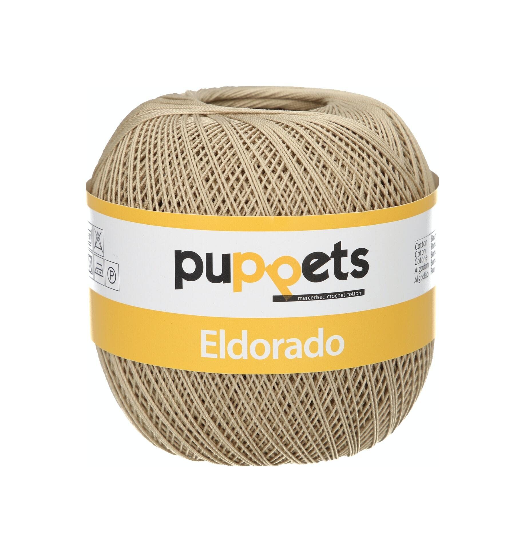 Puppets Eldorado Crochet Yarn Thickness 10 100% Cotton, Cotton, 00831 Braun, Brown