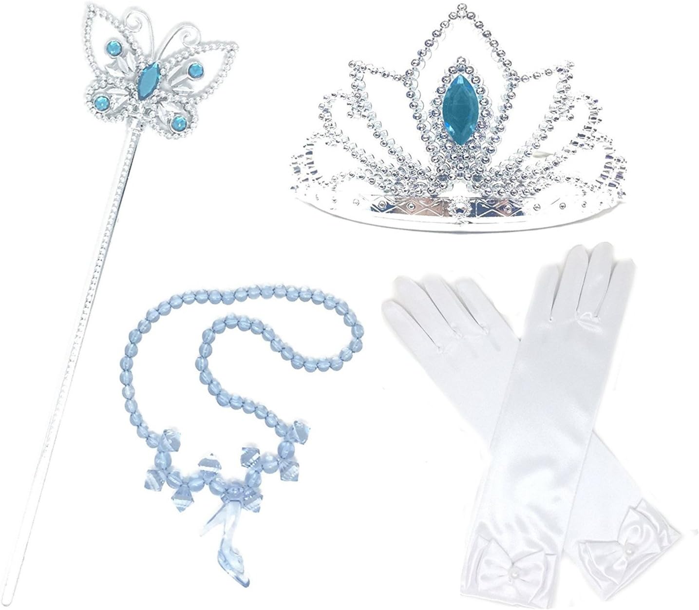 Kawai Peach Girl's Princess Dress Up Accessories Gloves Tiara Wand Wig Hoop Braids Gift Set