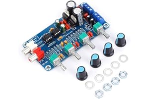 FOCKETY Preamplifier Tone Board,Amplifier Volume Control Preamp Tone Board Equipped 4 Channels Dual AC 12V-18V