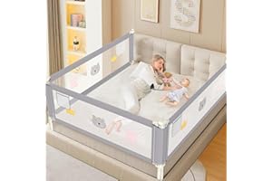 JWPEHOE Height Adjustable Bed Rail for Toddlers, Kids Safety Baby Bed Rail for Twin/Full/King/Queen Size Bed (3 Sides, 78 * 78 * 59 Inch)