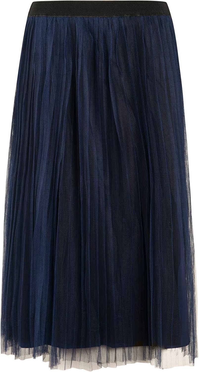 PYW Womens Long Pleated Tulle Skirt A Line Elastic Waist Mesh Tulle Midi Skirt (Black, M) at  Women’s Clothing store