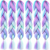 LDMY Jumbo Braiding Hair Extensions-Piano Purple Blue Pink Green Synthetic Jumbo Braids 24Inch 6pcs/pack Kanekalon Hair for W