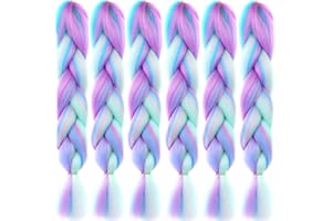 LDMY Jumbo Braiding Hair Extensions-Piano Purple Blue Pink Green Synthetic Jumbo Braids 24Inch 6pcs/pack Kanekalon Hair for W