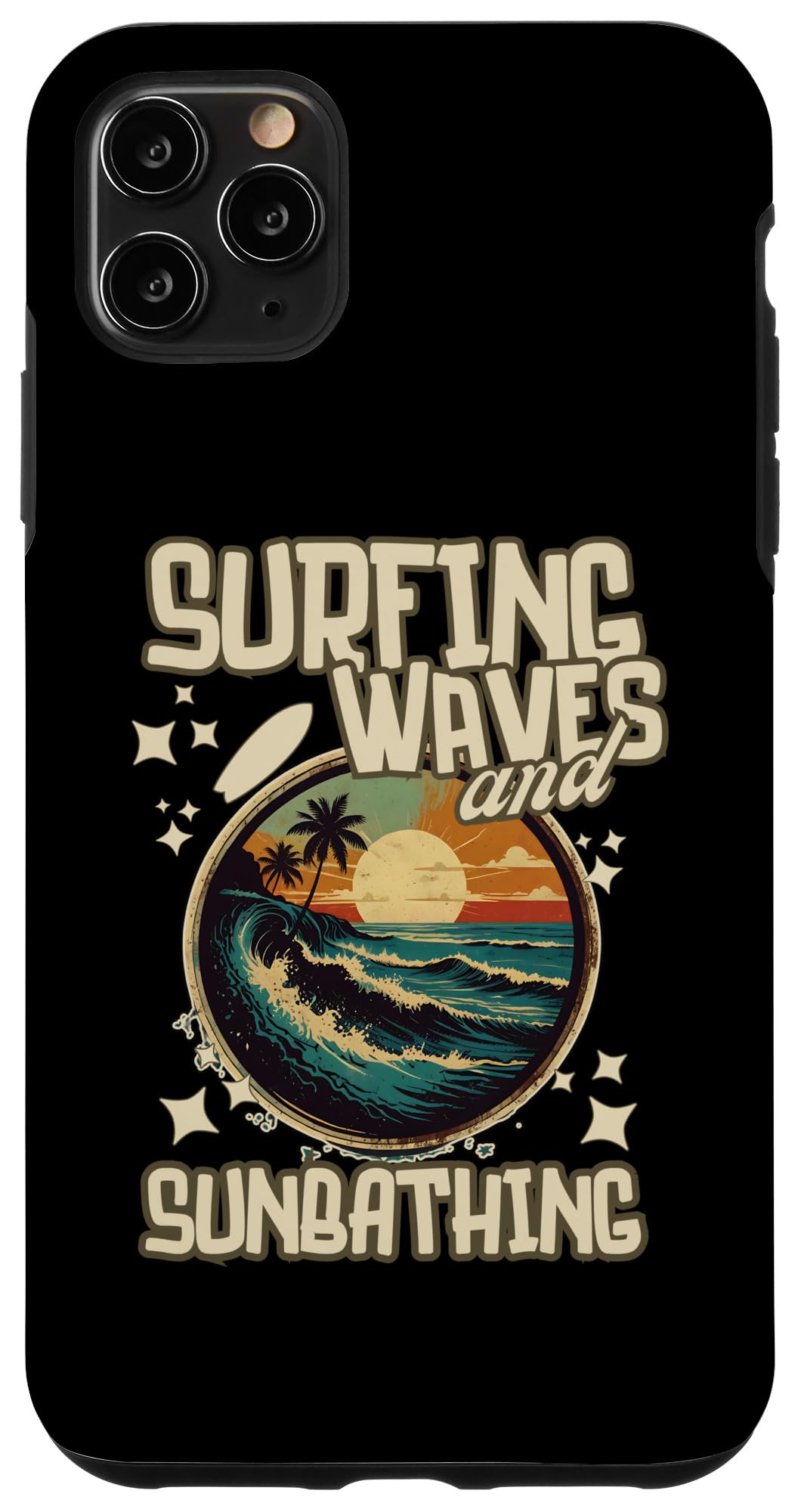 iPhone 11 Pro Max SURFING WAVES and SUNBATHING cool retro surf lover design Case
