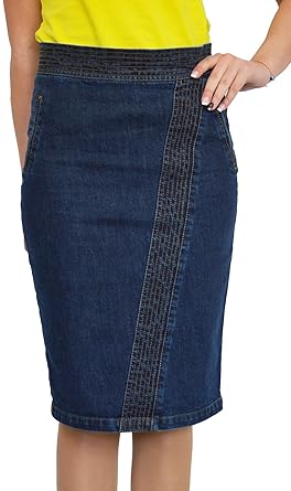 knee length denim skirt uk